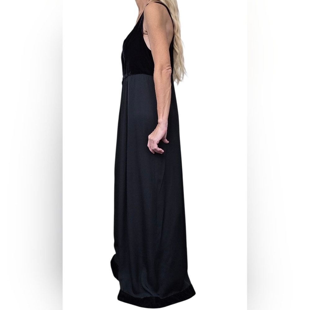 Vintage Y2K Jeffrey & Dara Black Velvet Bodice Wide Leg Jumpsuit Medium M - Picture 4 of 9